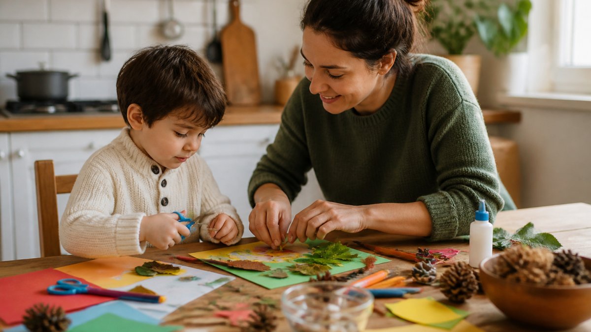 Infographic illustrating screen time alternatives for kids through age-appropriate craft activity ideas.